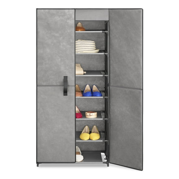 Whitmor Covered 7-Tier Shoe Rack with Doors - Gray