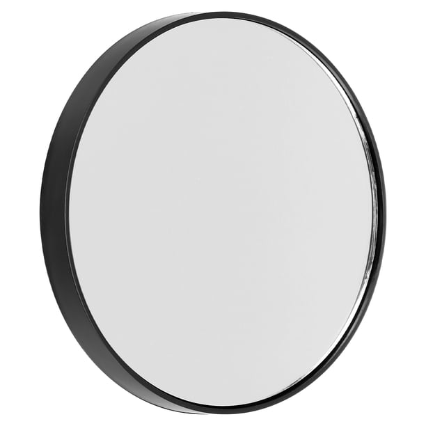Espejo de pared compacto y redondo de 8,8 cm con aumento de 5 aumentos, espejo de maquillaje de bolsillo, herramienta de maquillaje para baño con 2 ventosas (negro).