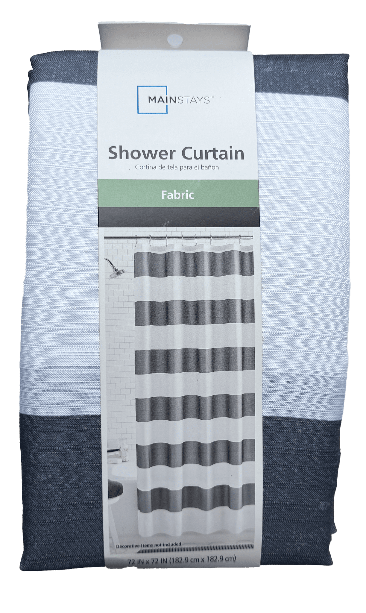 Cabana Striped Printed, Gray, 72" x 72", Ribbed Textured Shower Curtain + Medium Weight PEVA Shower Curtain Liner