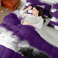 thumbnail image 4 of Manfei Boys Girls Oil Painting Bedding Comforter Set 7 Pieces,Abstract Artwork Full Bedding Set Lightweight,Graffiti Splash Fitted Sheet Flat Sheet,Microfiber Bedroom Decor,Reversible, 4 of 8