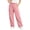 Pink, variant on Womens Solid Color Straight Leg Cargo Pants Multi Layer Side Utility Patch Pockets Full Elastic High Rise Waist Soft Sturdy Twill Woven Fabric Loose Athletic Fit Casual Trousers