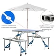 thumbnail image 4 of Outsunny Folding Picnic Table Set Portable 4 Seats with 4 Bench Seats, Blue (4 Count), 4 of 10