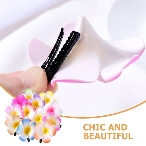 BESTYASH Hawaiian Flower Hair Clips 12Pcs Eva Metal Assorted Color Summer Style Hair Accessories for Women