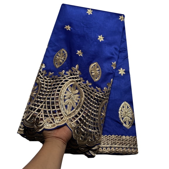 YQOINFKS Blue African Sequins Lace Fabric Embroidery 5 Yards/Piece Wedding Dress George Lace Fabric New Arrivals