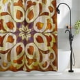thumbnail image 2 of Abstract Yellow Red Flowers Fabric Shower Curtain Ethnic Style Washable Shower Curtains for Bathroom, Waterproof Bath Curtain with Hooks Home Decor 72x84in, 2 of 8
