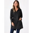 thumbnail image 4 of DARING DIVA Windbreaker Trench Coat Hooded Waterproof Jacket M Black, 4 of 6