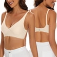 thumbnail image 2 of Swuxness Women's Push Up Wireless Bra, Womens Plus Size Bras, Women Plus Size Solid Color Comfortableable Full Cup Breathable Adjustable Push Up Bra Beige, 32/70ABC, 2 of 5