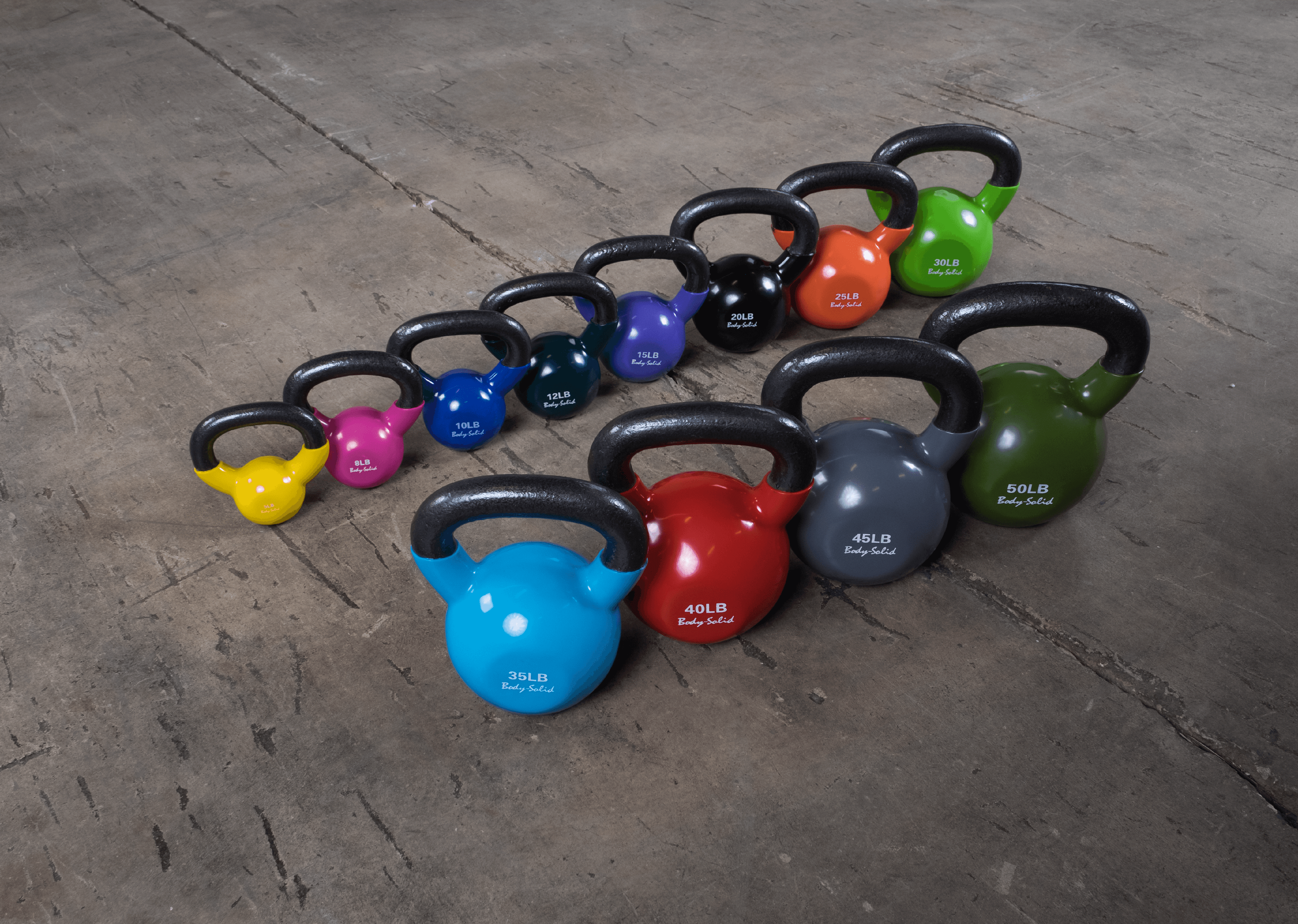 Body-Solid 35 lbs Vinyl Dipped Kettlebell, Blue