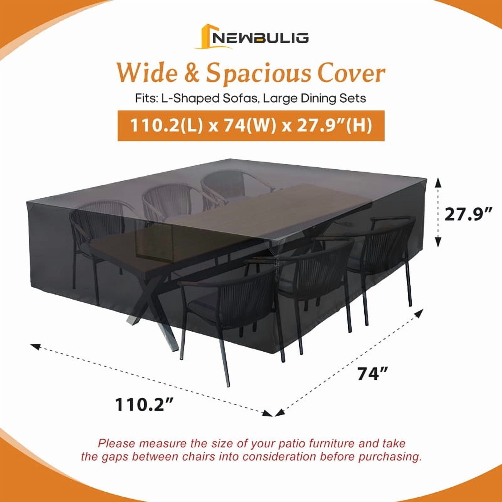 Gianna 110 Inch Heavy Duty Rectangular Patio Furniture Cover - 600D Waterproof Outdoor Sofa & Rectangular Furniture Set
