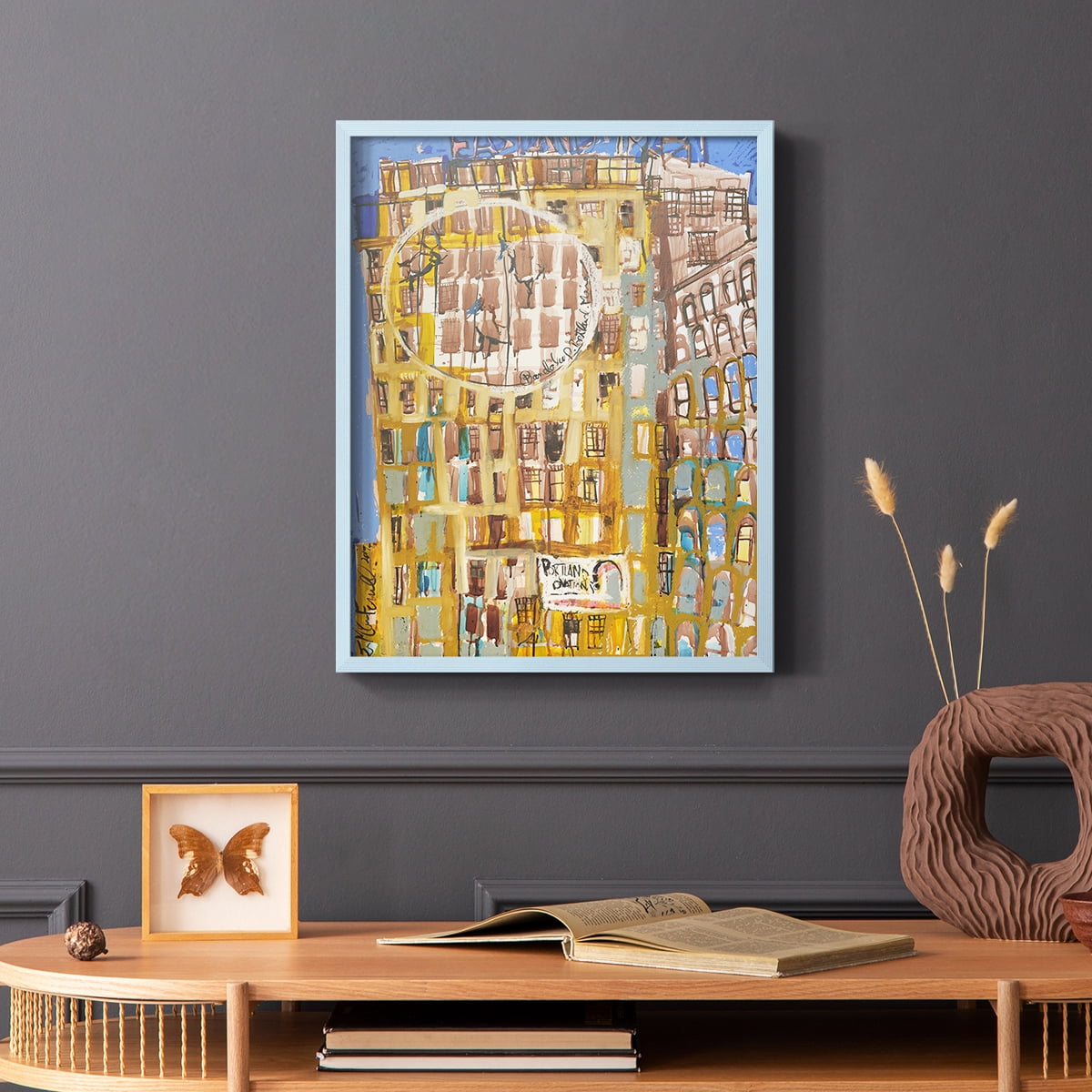 Bandaloo II Framed Print in Blue Solid Wood Framed Print No Nail Hanging