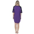 thumbnail image 2 of Womens Short Sleeve Two-Tone Nightgown with 3 Stripe Accent Sleeves Design with Pocket Niightshirt Sleepshirt, Purple X-Large, 2 of 2