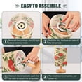 thumbnail image 4 of WOBOGO Red and Green Floral Pattern Bedroom Table Lamp USB Power Connector Wooden Base Round Linen Shade For Living Room Desk, 4 of 7