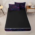 thumbnail image 4 of Manfei Halloween Gothic Dark Rose Zipper Full Size Comforter Sets with Fitted Sheet and 2 Pillowcases, Chic Flower Zipper Bedding Set, Purple Magenta Navy,Black Reversible,4 Pieces, 4 of 6