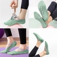 thumbnail image 5 of Babcutegg 3PC Pilates Socks for Women Breathable Soild Color with Webbing Strechy Non-Slip Womens Indoor Sports Wear Green Size Free Size, 5 of 9