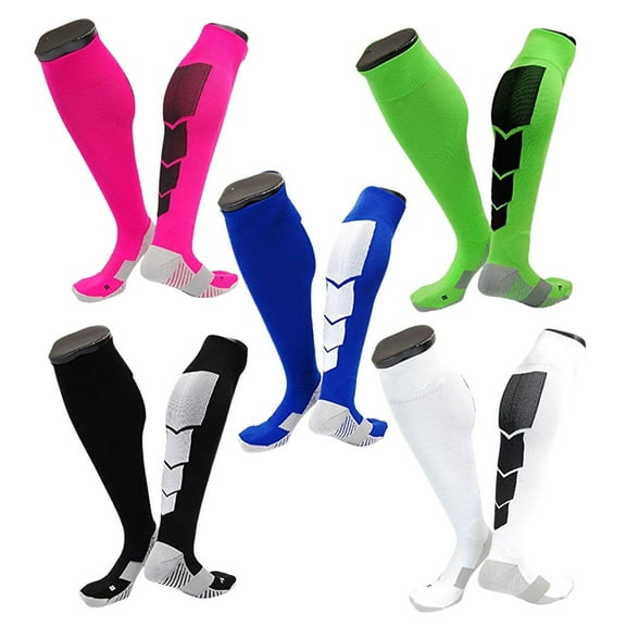 Lian LifeStyle Gorgeous Women's 5 Pair Long Athletic Football Soccer Socks Sport Tube Socks M XL0032-Rose, Green, Blue, Black,White