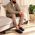 thumbnail image 7 of Ecetana Men's Slippers Comfortable Memory Faux Fur Slippers Warm Home Shoes Non-Slip Wear-Resistant Slippers, 7 of 7