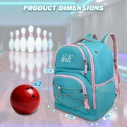 WOLT Bowling Ball Bag 2Ball Bowling Backpack with Protective Foam Padded & Shoe Compartment MintGreen