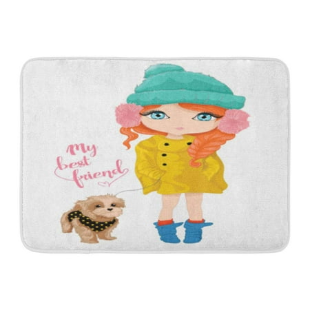 GODPOK Eyes Little Cute Girl and Dog Design My Best Friend Slogan Princess Portrait Rug Doormat Bath Mat 23.6x15.7 (Best Mft Portrait Lens)