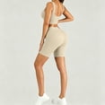 thumbnail image 7 of GILIGEGE Two Piece Workout Sets for Women Ribbed Tank Crop Tops Seamless High Waist Booty Biker Shorts Athletic 2 Piece Summer Outfits Seamless Yoga Outfits Lounge Matching Gym Clothing Set Beige, 7 of 7