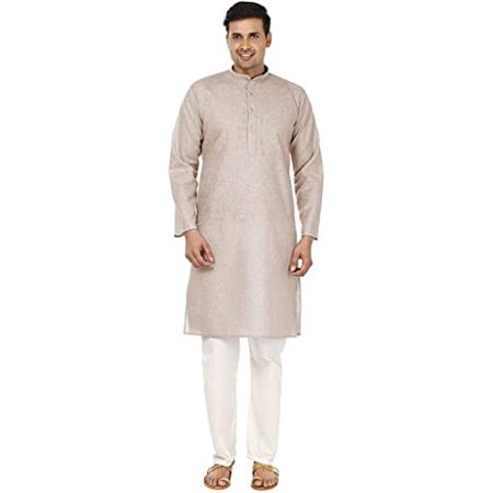 

Royal Men s Light Brown Linen Cotton Comfortable Kurta Pyjama Set