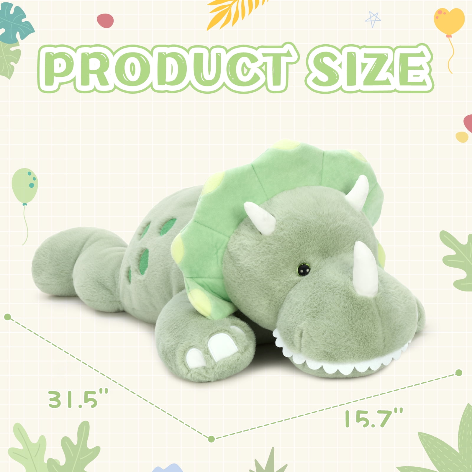 MaoGoLan 31'' Luminous Dinosaur Stuffed Animal Gaint Weighted Dinosaur Body Pillow Glow In The Dark Plush Toy