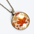 thumbnail image 2 of Maple Leaf Necklace Personalized Custom Photo Round Pendant Adjustable Stainless Steel Necklaces with Gift Box for Men Women Mothers Valentine's Jewelry Gift, 2 of 6