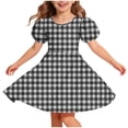 thumbnail image 3 of QSXADF Girls' Summer Casual Dress Sundress Children's Round Neck Sleeve Short Sleeved Dress Classic Back Girl Summer Dress Summer Outfits, 3 of 7