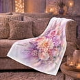 thumbnail image 6 of Pastel Rose Dahlia and Lavender Watercolor Bouquet, Soft Botanical Floral Art for Flower Lovers, Birthday Gift, Soft Flannel Blanket for Bedroom, Floral Home Decor, 6 of 9