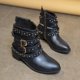 thumbnail image 2 of Amzcrzy Zapatos de mujer,Zapatos de mujer,Zapatillas de mujer, Botas de mujer, botines cortos para niña, zapatos de vaquero para motocicleta, de cuero, botines de tacón medio Sandalias Mujer Zapatill, 2 of 3