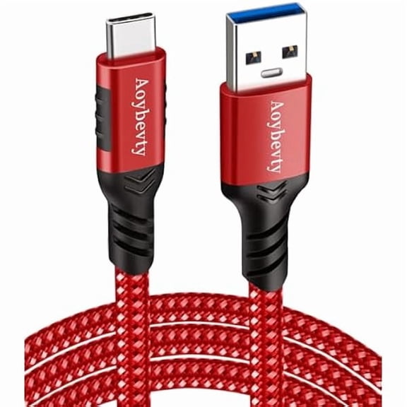 USB A to USB C Cable 6.6ft (Red) 10Gbps Data Transfer and 60W 3A Fast Charging 3.1/3.2 Cable for Android Auto Samsung Galaxy S22 S21 S20 S10 iPad and Other USB Type C Devices