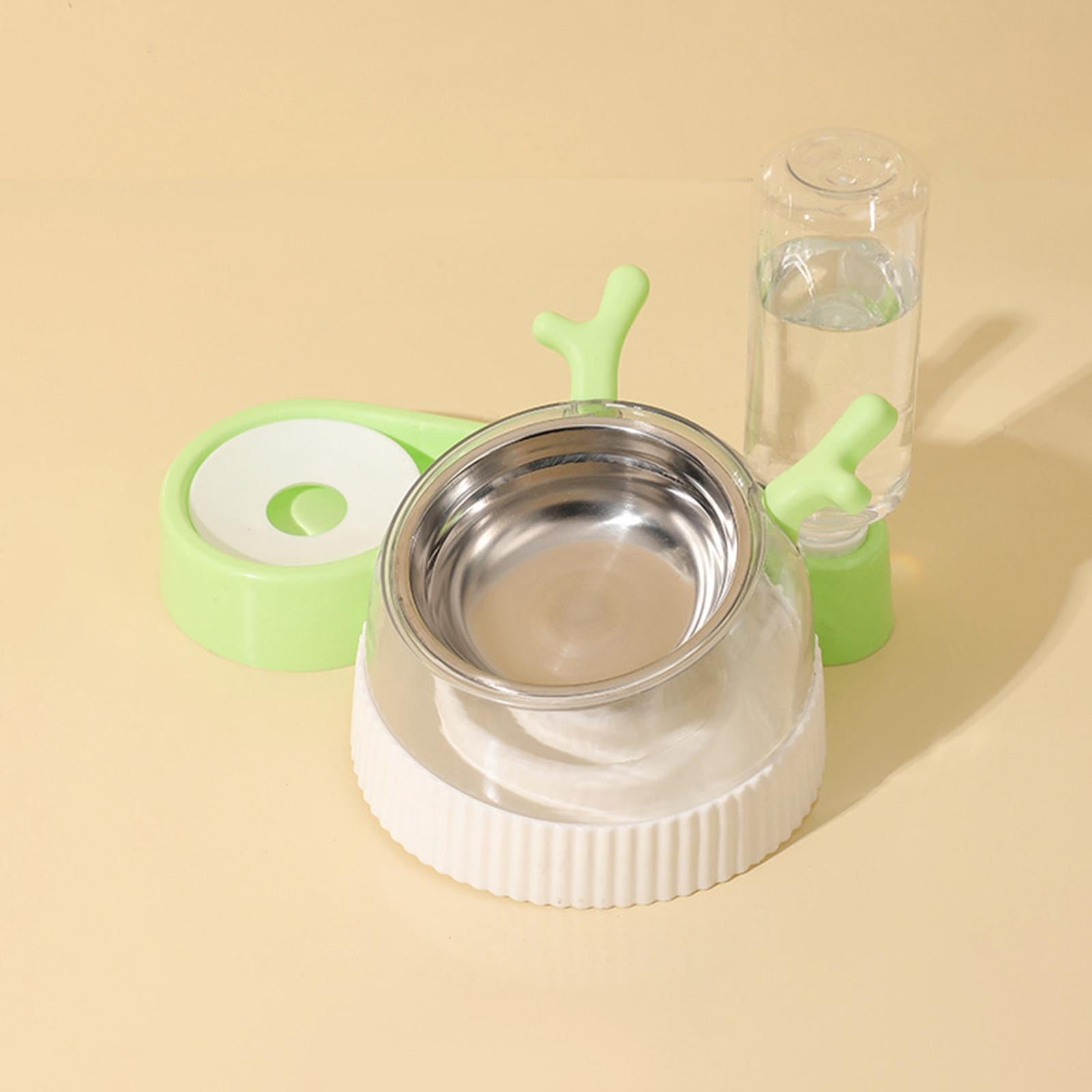 perfeclan Raised Feeding Bowl 15 degree Tilted Cat Bowls Non-Slip Slow Feeding Bowl 2 in 1 Raised Feeding Bowls with Water Bottle for Small Kittens Green Antlers