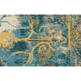 thumbnail image 3 of Arsene Distressed Medallion Rug, Capri Blue/Golden, 8ft-9in x 8ft-9in Round, 3 of 7