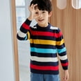 thumbnail image 5 of GYRATEDREAM Baby Boys Girls Long Sleeve Sweater Pullover Toddler Round Neck Multicolor Striped Sweaters Kids Knitted Casual Sweatshirt Jumpers Tops for 2-10 Years, 5 of 8