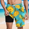 thumbnail image 2 of LIBRCLO Mens Swim Trunks with Liner 2 in 1 Quick Dry Beach Print Board Shorts Elastic Waist Drawstring Lightweight Breathable Summer Hawaii Bathing Suit Mint Green L, 2 of 6