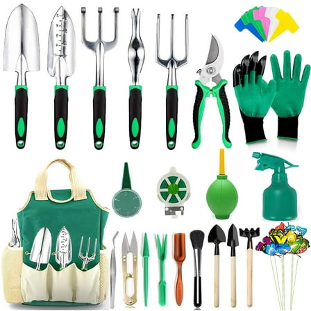 COCOBELA 111Pcs Garden Tools Set Succulent Tools Set, Heavy Duty Aluminum Manual Garden Kit Outdoor Gardening Gifts Tools for Men Women