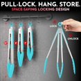 thumbnail image 2 of Kitchen Tongs with Silicone Tips Set of 3 Heat Resistant Tongs for Serving Food, 7-Inch, 9-Inch, 12-Inch Locking Silicone Tongs for Cooking, Salad Tong, Aqua Kitchen Utensils, 2 of 7