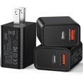 thumbnail image 2 of Bloque de cargador de pared USB C de 20 W, paquete de 3 adaptadores de enchufe de bloque de carga rápido tipo C con puerto dual PD para iPhone 13/12/11 /Pro Max, XS/XR/X, iPad Pro, AirPods Pro, Samsun, 2 of 4