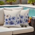 thumbnail image 5 of Blue Flowers Pillow Covers 2 Pack Spring Watercolor Floral Linen Texture Pillowcase Waterproof Outdoor Throw Pillow Cover for Patio Garden Square Cushion 26”x26”, 5 of 9