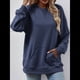 thumbnail image 4 of Sudadera de Larga para Mujer, Informal, con Cuello Redondo, , Ligera y con Bolsillo. Azul Marino S, 4 of 10