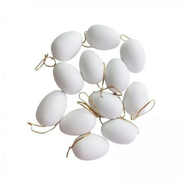 3x 12 Unids Simulación Colgante Huevos de Pascua DIY Pintura Artesanía con Cuerda Artificial para Fiesta Temática de Pascua Favor Vacaciones Hogar Jar 3 piezas