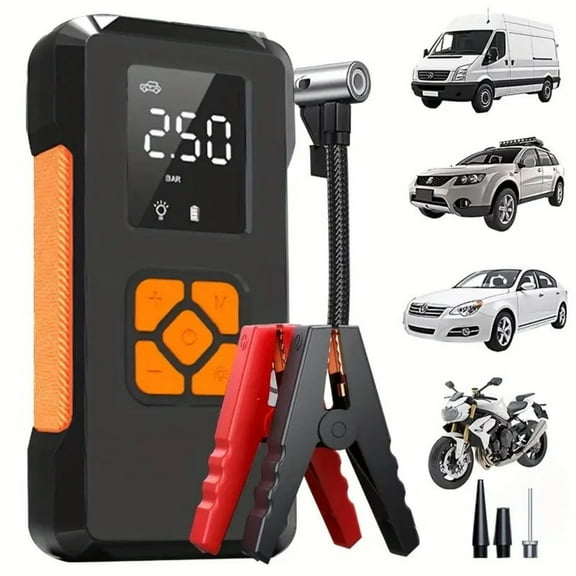 AIMAYA Jump Starter with Air Compressor,3500A Car Battery Jump Starter Portable (10L Gas/8L Diesel), 12V Jump Start Battery Pack Jump Box with Smart Jumper Cables, Tire Inflator, LED Light