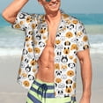 thumbnail image 4 of Uemuo Dog Faces Printed Regular Fit Short Sleeve Casual Hawaiian Shirt for Men,Aloha shirt,Tropical shirt,Floral print shirt,Vacation Beach shirt-3X-Large, 4 of 9