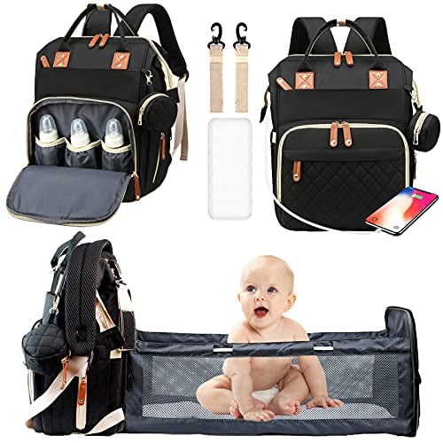 Diaper Bag Waterproof Travel Back Pack for Dad & Mom -Stylish Black Multifunction Large Backpack Diaper Bags with Changing Pads BAMOMBY Diaper Bag Backpack for Baby Boys Girls