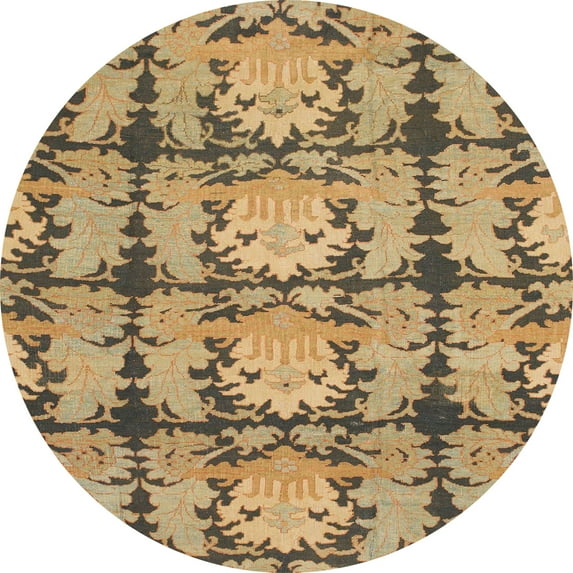 Ahgly Company Indoor Round Abstract Metallic Gold Abstract Area Rugs, 8' Round