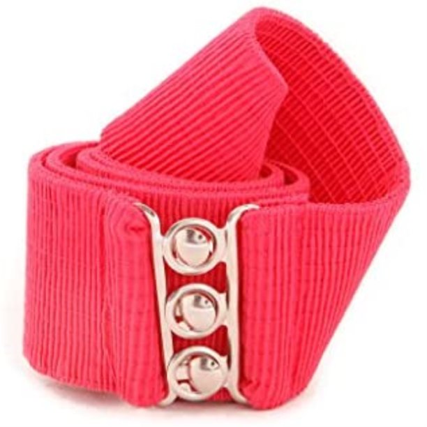 Malco Modes Cinturón elástico de lujo vintage para niños, hebilla de metal con cierre de gancho y ojo, núcleo elástico, forrado de algodón (frambuesa, tamaño extra pequeño) Malco Modes CB2-RA-PET