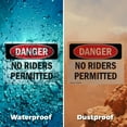 thumbnail image 5 of (2 Pack) No Riders Permitted OSHA Danger Sign 7 Inch X 5 Inch Vinyl Label Decal Sticker Weather Resistant, UV Protected for Workplace, Business, and Construction Site, Made in the USA, 5 of 7