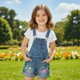 thumbnail image 6 of Peacolate 3-11T Little Girls Jumpsuit Children Bib Overalls Denim Strap Skirt Shorts Jeans Pants Colorful Tie-dye Shortalls Suspender,Star,7-8Years, 6 of 6