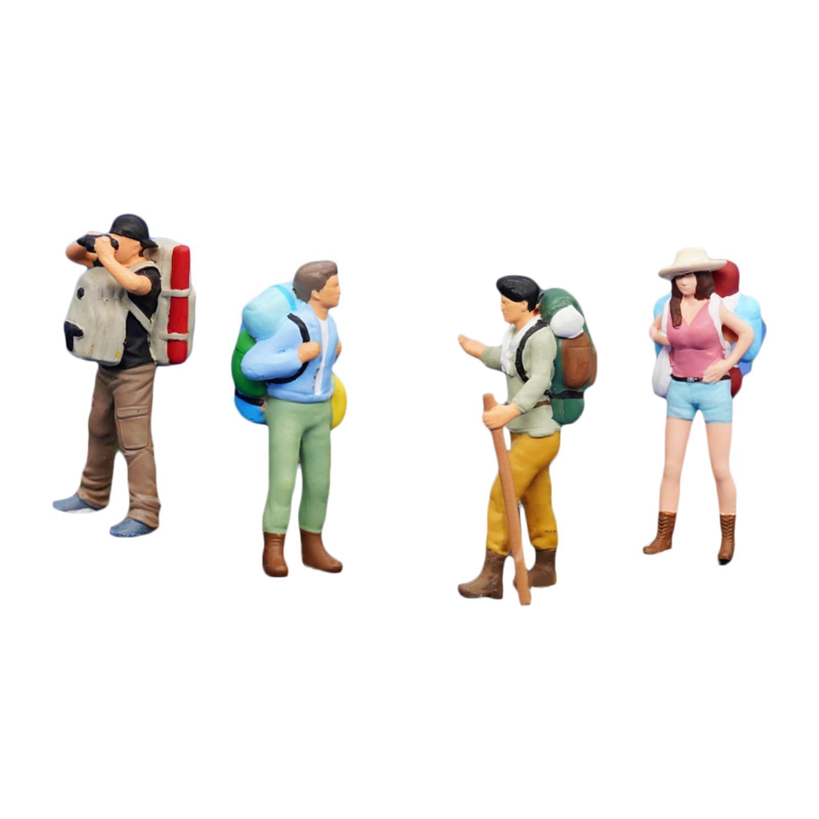 LeeQinersw 1:64 Miniature Figures Miniature People Figurines Hiking Collectibles Decorative 4pcs