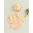 thumbnail image 2 of Toddler Infant Baby Girl One-Piece Swimsuit Rash Guard Zipper Long Sleeve Swimwear Bathing Suit with Sun Hat Set Beach Wear, 2 of 7