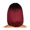 thumbnail image 3 of Peluca con diadema Fashion Idol Bob para mujer (negro degradado burdeos), aproximadamente 35 cm, peluca frontal sin encaje, cabello sintético, fibra resistente al calor, 3 of 5